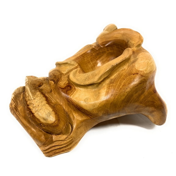 Unique Teak Root Bowl w/ Carved Koi Fish 21" X 13" X 7" - Centerpiece | #cin02d