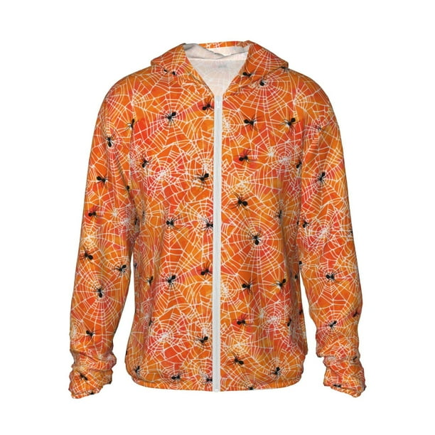 Fotbe Spider Chaqueta con Protección Solar UPF 50+ para Hombre y Mujer, Camisa con Capucha y Bolsillos-X-Large