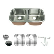 Transolid K-Cude32188 Classic 32-3/8" Undermount Double Basin Stainless Steel Kitchen Sink