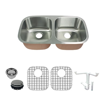 Transolid K-Cude32188 Classic 32-3/8" Undermount Double Basin Stainless Steel Kitchen Sink