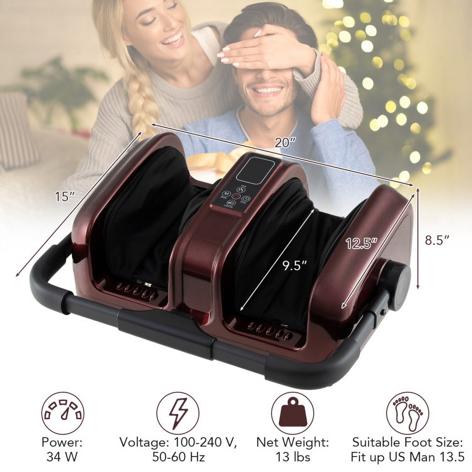 Barara King Foot Massagers,Foot Relaxation,Foot and Calf Massager with Heat Shiatsu Deep Kneading Rolling Smart Electric Leg Massager-Red