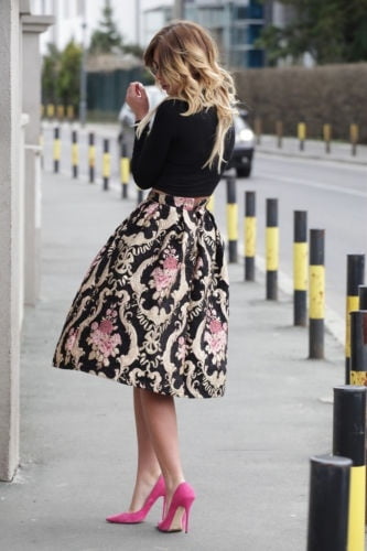 floral midi skater skirt