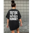 thumbnail image 4 of ALLTB Funny Workout Shirts Women Oversized Gym Weightlifting Graphic Tshirt Everything Hurts and I'm Hungry Tee Tops, 4 of 8