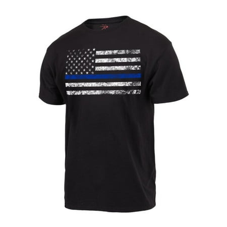 About Law Enforcement T-shirt - Rothco Thin Blue Line, Police Law Enforcement Support Flag T-Shirt