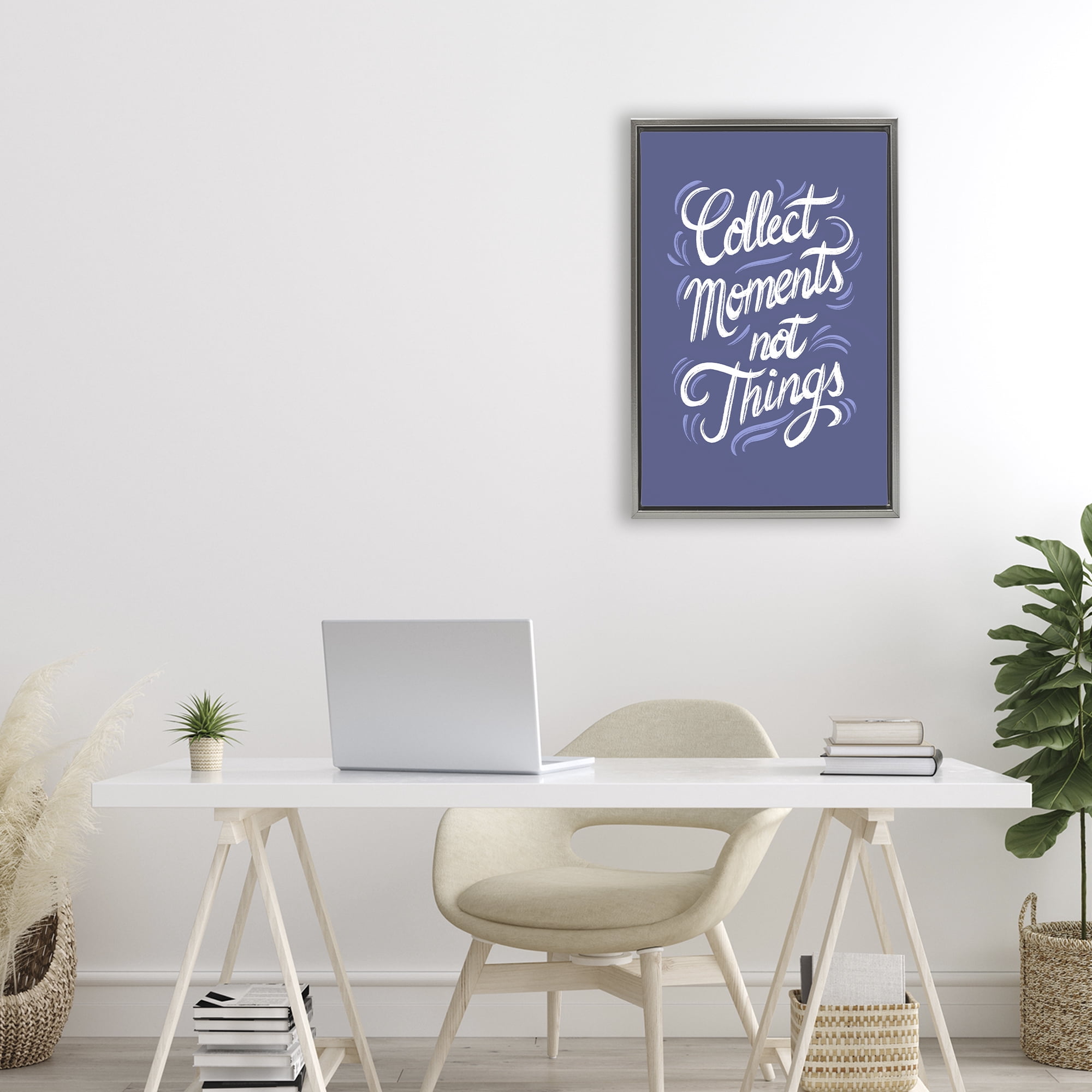 Stupell Industries Collect Moments Not Things Gray Framed Floater Canvas Wall Art, design by Martina Pavlova