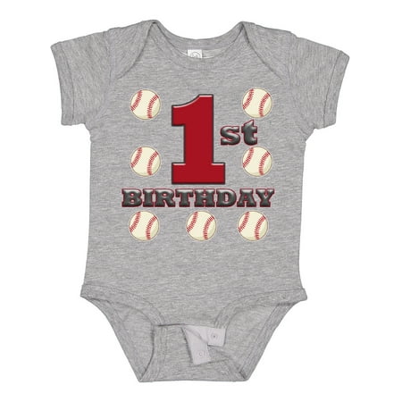 

Inktastic First Birthday Baseball Boys Baby Bodysuit