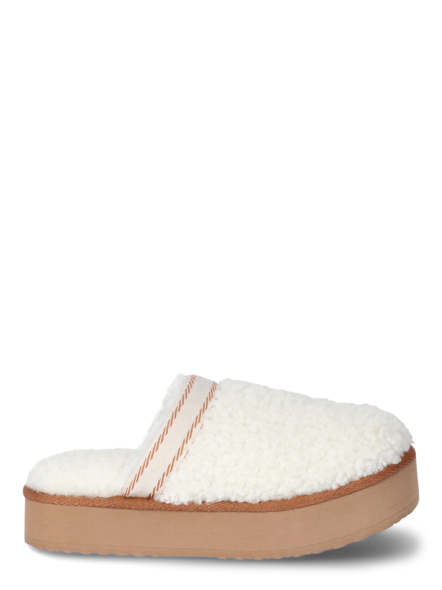 Joyspun Women’s Teddy Fleece Platform Clog Slippers