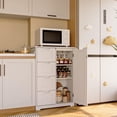 thumbnail image 2 of Small Pantry with Door and Shelves, 33'' Kitchen Pantry Storage Cabinet Freestanding Wooden Bathroom Storage Cabinet with 4 Drawers for Kitchen and Dining Room, White, 2 of 8
