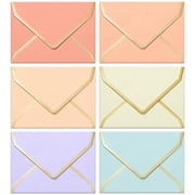 Invitation Envelopes, 60-Pack 5x7 Envelopes for Invitations, Gold Foil Bordered Colored Envelopes, A7, 5 1/4 x 7 1/4 Inches, 6 Pastel Colors