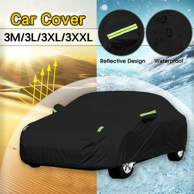 Black Waterproof Universal Full Car Cover All Weather Protection Outdoor  Indoor Use for Sedan - 209 x 79 x 59 