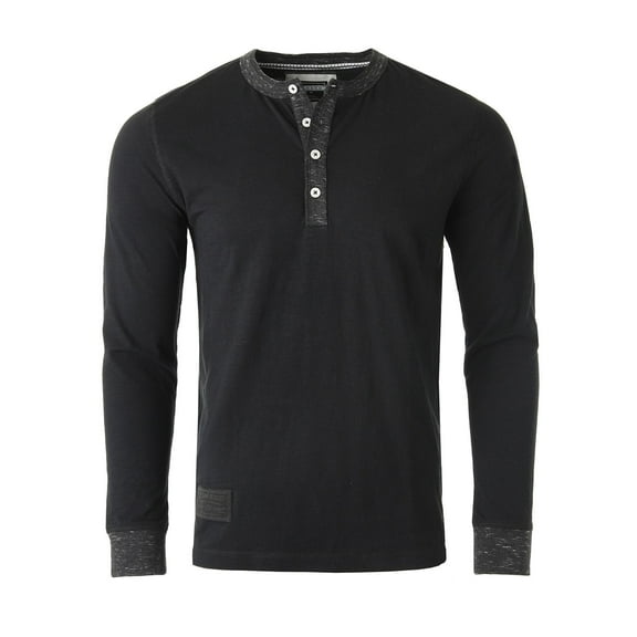 ZIMEGO Men's Long Sleeve Contrast Button Placket Neck Cuffs Casual Henley Shirts