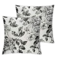 thumbnail image 2 of Awypu Decorative Throw Pillow Covers With Watercolor Rose and Iris Floral Vintage Accent Art Artwork Beautiful Beauty Bloom Blossom for Bedroom 2 pcs White, 2 of 6