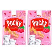 GLICO Pocky Strawberry Cream Covered Biscuit Sticks -9 Individual Wrapped Packs 3.81 oz (108g) - 2 Pack