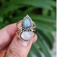 thumbnail image 5 of Rainbow Moonstone, Labradorite 925 Solid Sterling Silver Handmade Women Statement Ring size 5.5, 5 of 10