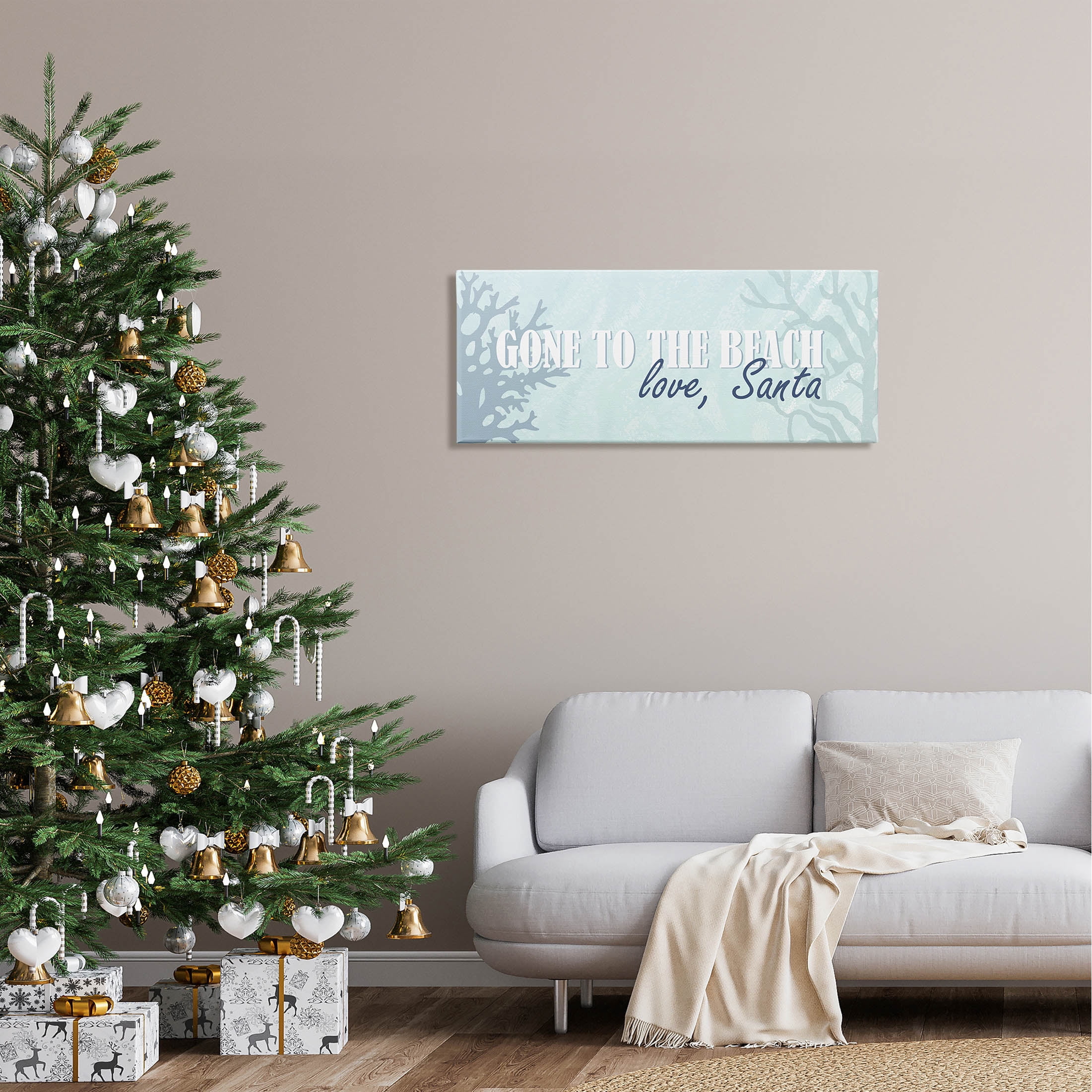 Stupell Industries Gone To Beach Love Santa Phrase Graphic Art Gallery Wrapped Canvas Print Wall Art, Design by Kim Allen