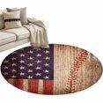 thumbnail image 6 of American Flag Vintage Round Rug 3ft Washable Circle Entryway Rugs Non Slip Farmhouse Baseball Blue Red Area Rug Indoor Floor Carpet for Bedroom Kitchen Living Room Home Office Dining Room Nursery, 6 of 8