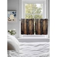 thumbnail image 4 of Half Window Curtain 36 Inches Long, Black Brown Board Window Treatment Curtain Drapes, Vintage Chic Shabby Wooden Grain Small Tier Curtains for Bathroom Over Sink, 27.5"x36", 2 Panels, 4 of 7