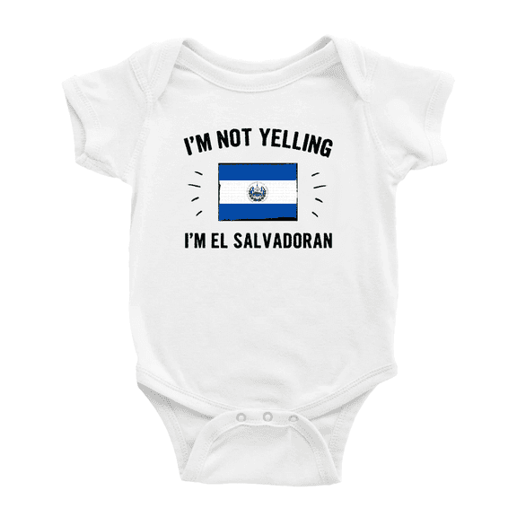 I'm Not Yelling, I'm El Salvadoran Baby Romper (White, 3-6 Months)
