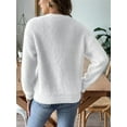 thumbnail image 2 of Womens Cardigan Sweater Fall Winter Fuzzy Button Up Long Sleeve V Neck Soft Chunky Knit Cardigan White XL, 2 of 6