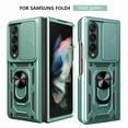 thumbnail image 1 of Cowithday Case for Samsung Galaxy Z Fold4 with Camera Cover & Kickstand, Slide Lens Protection 360°Rotate Ring Hybrid Rugged Bumper Shockproof Case Cover for Samsung Z Fold 4 5G 7.6" 2022, Green, 1 of 6
