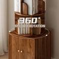 thumbnail image 6 of LUMAMIN 5 Tier Rotating Bookshelf with Wheels, 360 ° Display Corner Spinning Bookcase Tower with Cabinet, Narrow Wood Tall Floor Standing Swivel Book Shelf, Walnut, 6 of 11