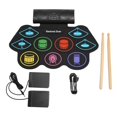 thumbnail image 2 of Almohadilla De Práctica De Batería Portátil, Función De Grabación 9 Almohadillas Batería Electrónica 100-240 V BT Soporte 9 Acompañamientos Para Entrenamiento De Percusión, 2 of 7