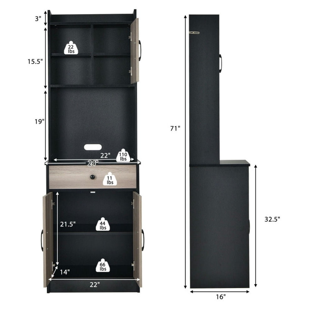 Finihen Kitchen Storage Cabinet, Buffet Sideboard, 3-Door 71 Inch Kitchen Buffet Pantry Storage Cabinet with Hutch and Adjustable Shelf, for Dining Room, Kitchen, Living Room, Black Finihen Kitchen Storage Cabinet, Buffet Sideboard, 3-Door 71 Inch Kitchen Buffet Pantry Storage Cabinet with Hutch and Adjustable Shelf, for Dining Room, Kitchen, Living Room, Black