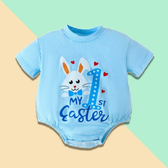 Toddler Easter Outfit Boy Bunny Baby Boy Easter Romper Bodysuit Jumpsuit Newborn Clothes 6-12 Months
