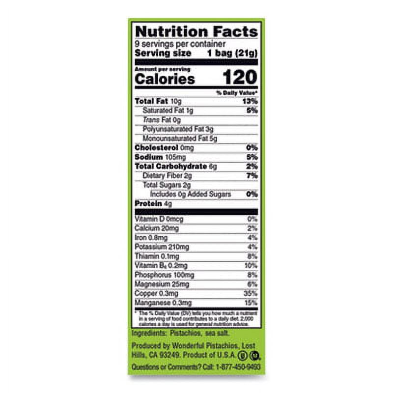 Paramount Farms PAR91345 1.25 oz Wonderful Pistachios Roasted & Salted - Box of 12