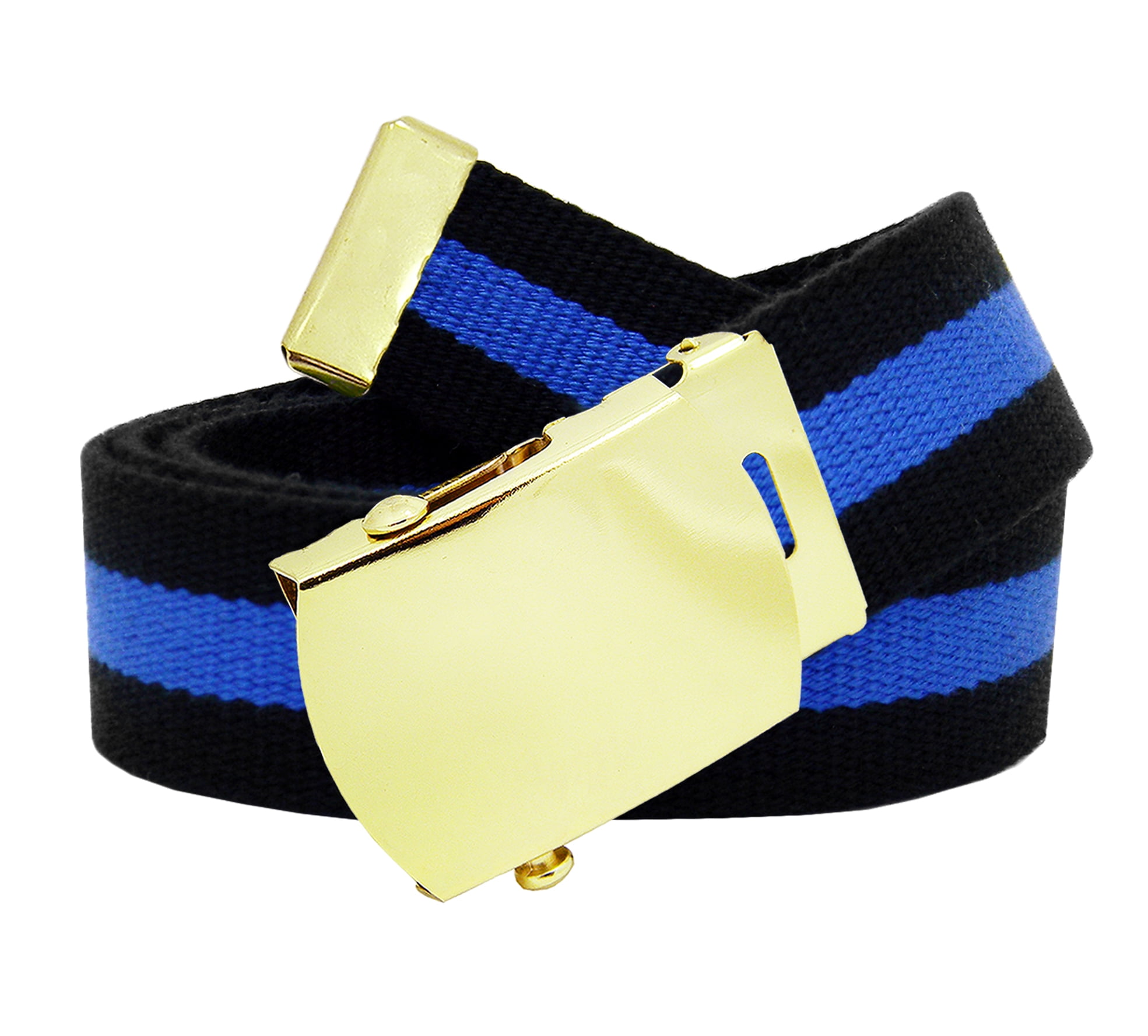 Men's Gold Brass Slider Military Belt Buckle with Canvas  Belt Small