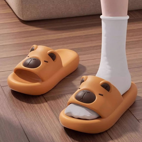 hengsof Cute Animal Capybara Flip Flops for Men and Women Non Slip Beach Shoes Summer Open Toe Flip Flops