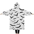thumbnail image 2 of Oversized Wearable Blanket Hoodie,Black Halloween Bats Sherpa Blanket Hoodie with Super Pockets,Super Warm Fuzzy Pullover for Women & Men, 2 of 6