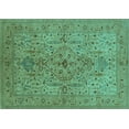 thumbnail image 1 of Ahgly Company Machine Washable Indoor Rectangle Oriental Turquoise Blue Traditional Area Rugs, 2' x 4', 1 of 4