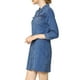 thumbnail image 4 of Vestido de mezclilla para mujer INSPIRE CHIC, con mangas 3/4, botones, mini vestido de camisa de mezclilla, talla XS, azul claro, 4 of 8