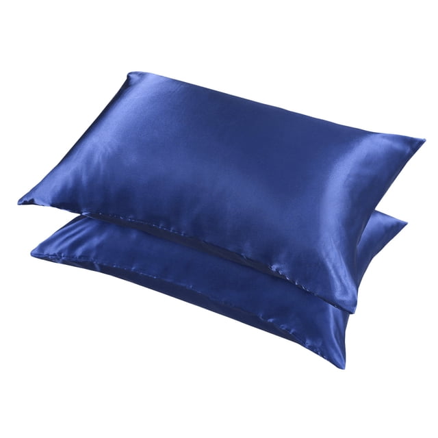 Funda de Almohada de Seda 20x40 Pulgadas, Funda de Almohada de Satén King Size para el Cuidado del Cabello y la Piel (Azul Oscuro)