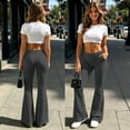 thumbnail image 2 of uvwlwu Womens High Waist Flared Yoga Pants Elastic Waist Casual Bell Bottom Trousers with Side Pockets Stretch Comfort Active Bottoms for Daily Workout Wear,3XL, 2 of 5