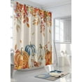 thumbnail image 3 of Fall Shower Curtain Orange Pumpkin Shower Curtains for Bathroom Thanksgiving Decor, Waterproof Polyester Shower Curtain Set with Hooks, Standard Size 72" x 72" Autumn Leaves Flower Retro, 3 of 6