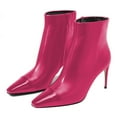 thumbnail image 2 of FSJ Women Classic Square Cap Toe Ankle Boots Stiletto Mid Heel Side Zipper Booties Comfy Daily Wear Dress Shoes Size 16 Pink, 2 of 4