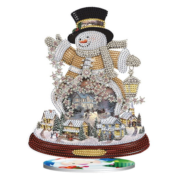 Adorno de diamantes Cristal Muñeco de Nieve Navideño Cgtredaw, Hecho a Mano