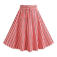 thumbnail image 4 of XAOFW Women's Skirts Carnival Elastic Waist Casual A Line Midi Stripe Skirt With Pockets Evening Party Stylish Comfortable Skirts, 4 of 4