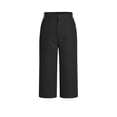 thumbnail image 6 of Miluxas office Business Capri Pants for Women Summer Solid Elastic Waist Wide Leg Pants Casual Loose Fit Pants with Pockets Black, 6 of 8