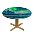 thumbnail image 3 of Acheng Aurora Borealis, Lake, Mountains Round Tablecloth Outdoor Picnic Camping and Indoor Kitchen Dining Party 100% Polyester Fiber with Elastic Edge 46-50, 3 of 8