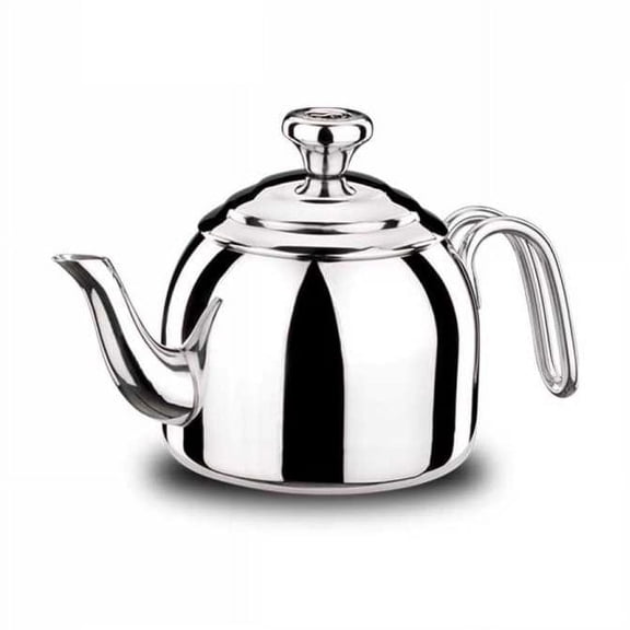 Korkmaz A050 Droppa Turkish Teapot for Stovetop, Stainless Steel Tea Maker, Tea Kettle 30 oz (900mL)