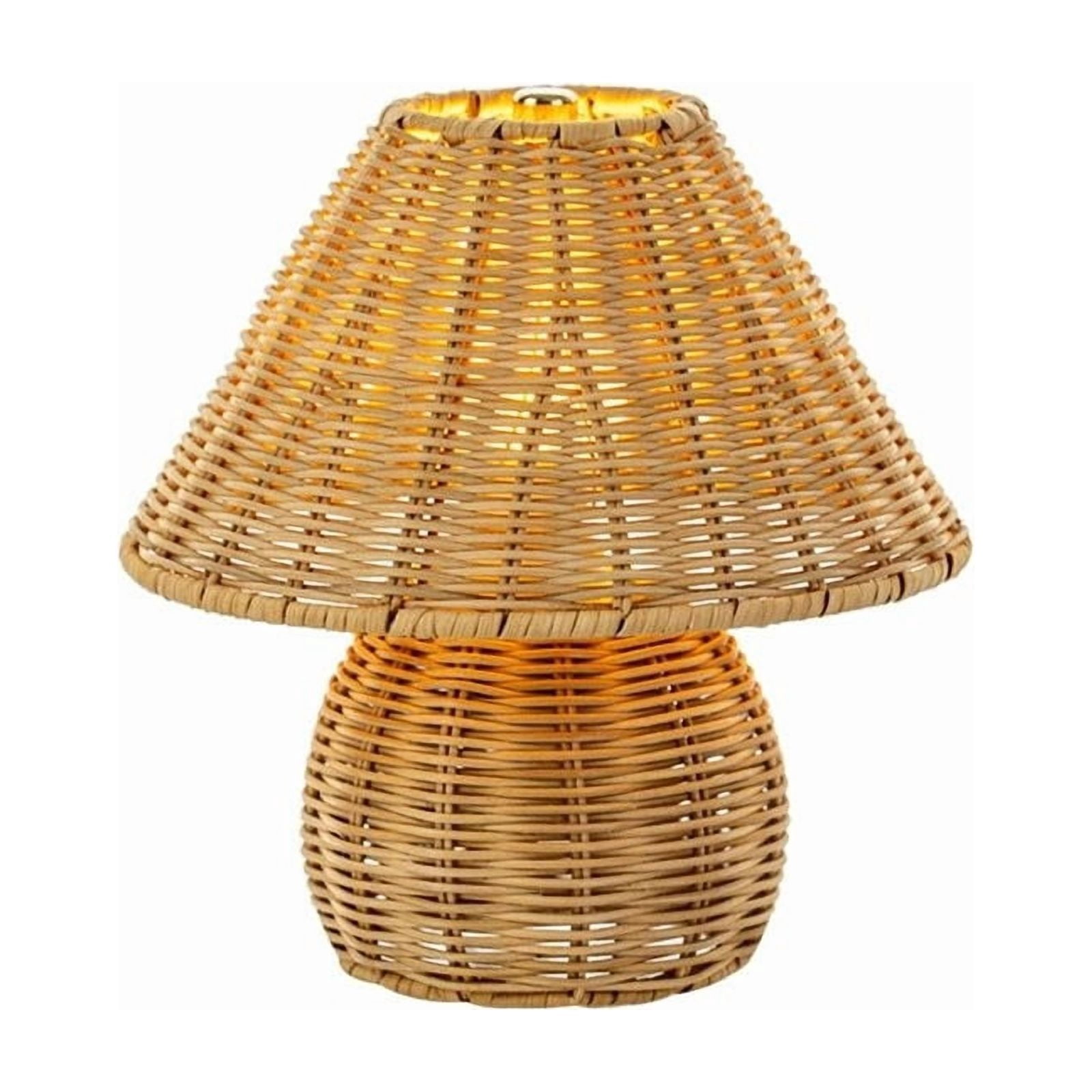 Orangide Bamboo Table Lamp Handmade Boho Rattan Bedside Lamp, 9 In Vintage Wicker Wooden Nightstand Lamp for Bedroom Living Room Desk Entrance