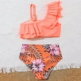 thumbnail image 4 of REDARER Girl 2 Piece Swimsuit Sport Blue Flower Floral Prints High Waist Bikini Set Swimwear Beach Bathing Suit,Girls Swimsuit,5-6 Years, 4 of 4