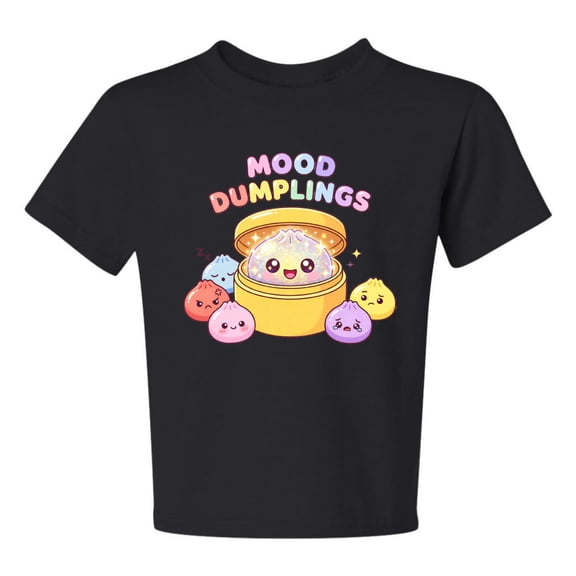 Wild Bobby Mood Dumplings Kawaii Cute Dim Sum Emotional Dumpling Graphic | Unisex Novelty T-Shirt | Anime Food Lover Gift for Her Him Kids Unisex Boys Girls Graphic Youth T-Shirt