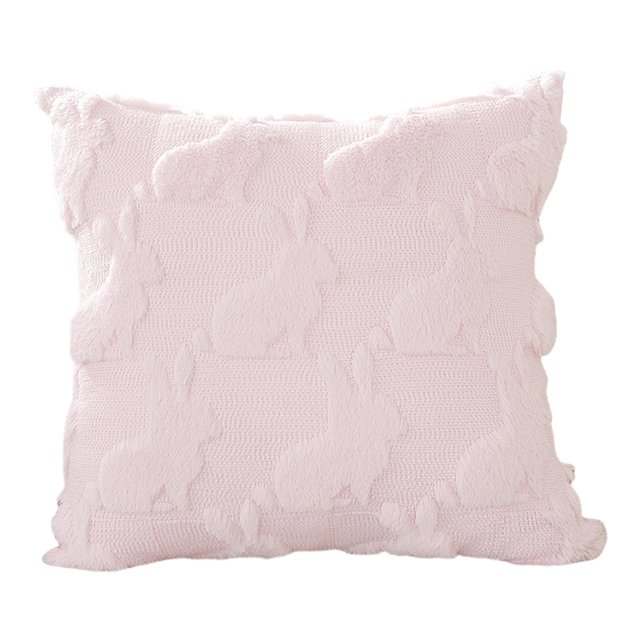 Pascua Conejo La Caja Almohada Jacquard 45x45 Cm para Sala Estar () Rosa