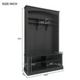 thumbnail image 6 of PORKISS 3 in 1 Hall Tree, Wood Hall Tree with Bench and Shoe Storage, Freestanding Entryway Bench with Hanging Hooks and Shelves Coat Rack, Modern Entryway Storage Bench for Hallway, Black, 6 of 9