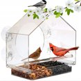 thumbnail image 1 of Jaula de pájaros pequeña de acrílico con ventosa sin perforaciones, comedero para pájaros, suministros para mascotas, jaula de pájaros transparente para montar en la pared, 1 of 5