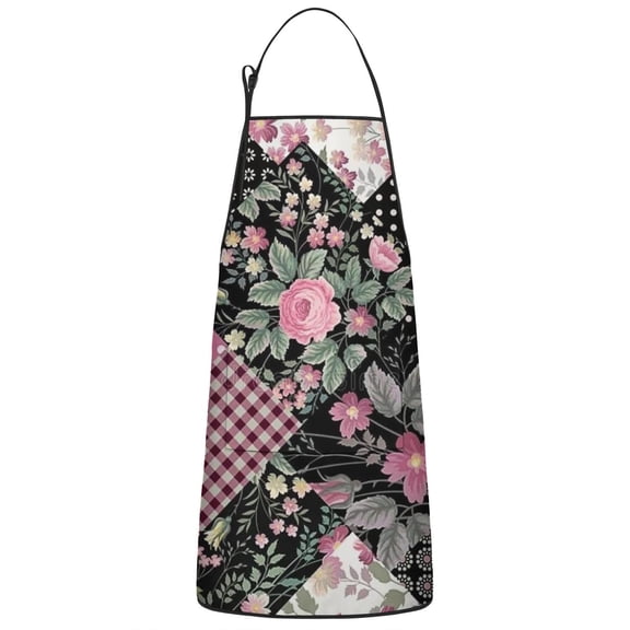 Pioneer Flower Floral Print Pattern Apron-Garden Aprons for Women with Pockets-Cotton Linen Waterproof Kitchen Cooking Gardening Aprons Adjustable for Kitchen,Cooking,BBQ and Salon 33x27 Inch